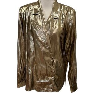 EREZ Gold Metallic Blazer 1980s Size 10